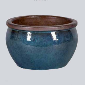 Květináč BONN 1-03Y hnědý lem keramika modrozelená 23,5cm