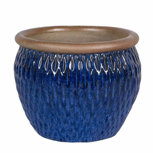 Květináč DORTMUND 2-02B hnědý lem keramika modrá 28cm