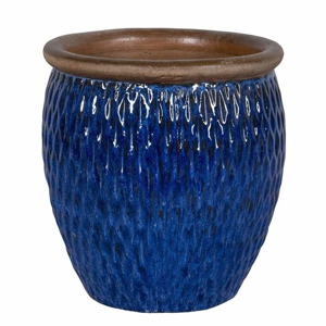 Květináč DORTMUND 2-03B hnědý lem keramika modrá 30cm