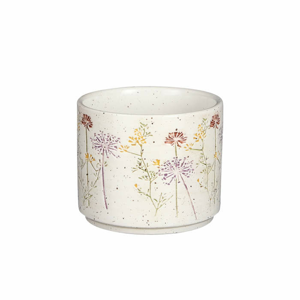 Květináč kulatý dekor květy keramika bílá 12cm