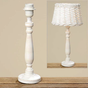 Lampa s dřevěným podstavcem 35cm krémová