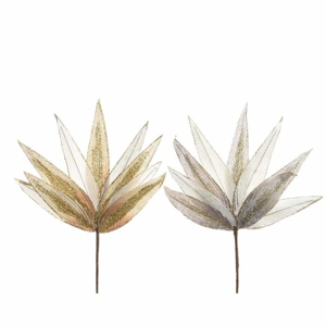 Listy umělý sametový s glitry 35cm mix barev stříbrná