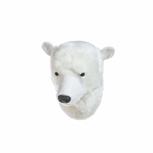 Medvěd lední hlava na zeď plyš bílá