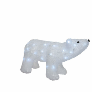 Medvěd lední svítící venkovní 40LED st.bílá akrylový solární 43cm