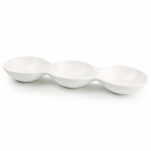 Miska na snack trojdílná porcelánová 35cm bílá YONG
