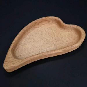 Miska tvar list dřevo přírodní 18cm