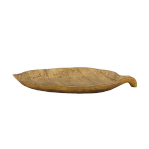 Miska ve tvaru listu dřevěná zlatá 28cm
