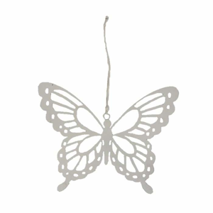 Motýl kovový 15 cm bílý