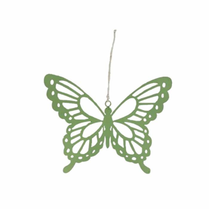 Motýl kovový 15 cm zelený