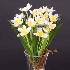 Narcis NADINE trs umělý s kořeny žluto-bílý 18cm