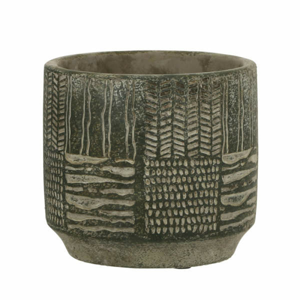 Obal kulatý LYNN škrábaný keramika zelená 12,5cm