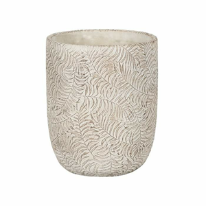Obal kulatý ROTTERDAM dekor list keramika krémová 14cm