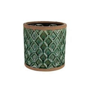 Obal válec LIAM keramika glazovaný hnědo-zelený 11cm