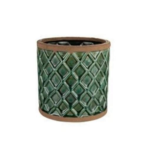 Obal válec LIAM keramika glazovaný hnědo-zelený 14cm