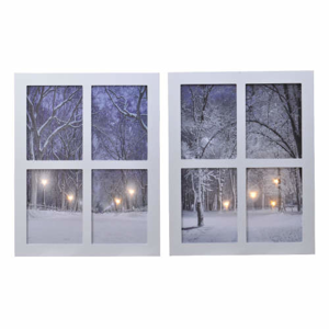Obraz svíticí okno + zimní krajina 6LED mix 38x48cm