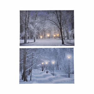 Obraz svítící zimní krajina LED baterie mix 58cm