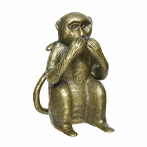 Opice hliníková nevidí, neslyší nebo nemluví 18,5cm zlatá nemluví