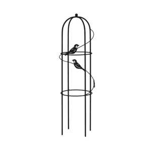 Opora/obelisk VIENNE kulatá s ptáčky kovová černá 90cm