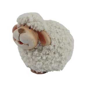 Ovce keramikcká s vlnou bílá 13cm