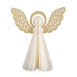 Ozdoba anděla z papíru bílá 30cm