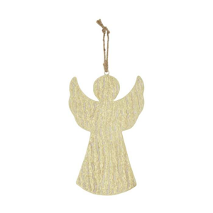 Ozdoba kovový anděl se zlatou patinou 37,5cm