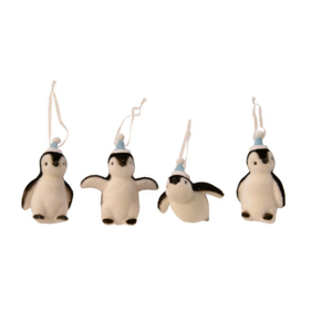 Ozdoba plastový tučňák s čepicí bílo-černý mix 9cm