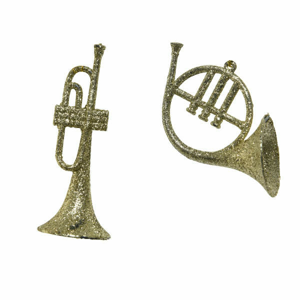 Ozdoba trumpeta nebo lesní roh 2ks zlatá 7cm