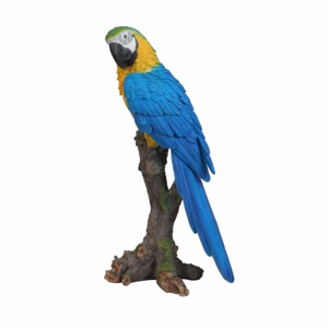 Papoušek Ara ararauna na větvi polyresin