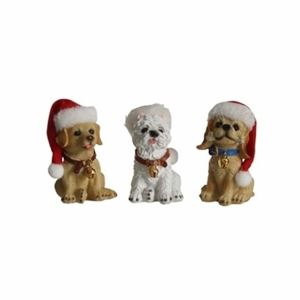 Pes s vánoční čepicí polyresin 8cm mix