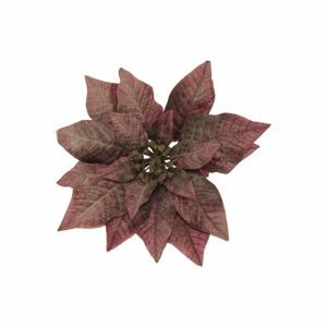 Poinsettia ODA květ na klipu umělá purpurová 26cm