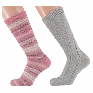 Ponožky dámské 2ks vel.35-38 vlna růžová