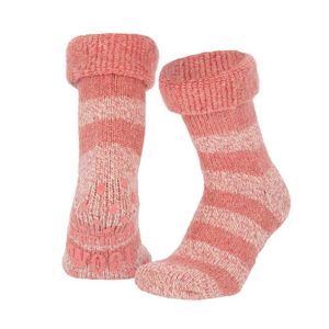 Ponožky dámské růžové s proužkem vel.35-38 vlna