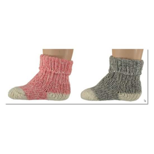 Ponožky dětské šedá/růžová 2ks vel. 0-1 měsíc vlna