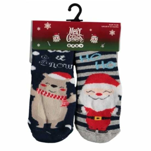 Ponožky dětské vánoční motiv pes/santa 2ks vel.56-68