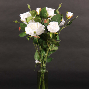 Růže ITALIA větev umělá 3 květy krémová 61cm