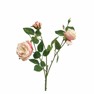 Růže ITALIA větev umělá 3 květy růžová 61cm