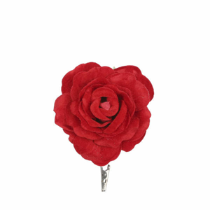 Růže květ na klipu látka červená 12cm