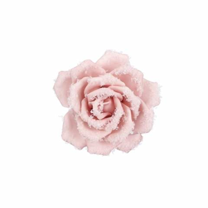 Růže květ na klipu látka růžová 14cm