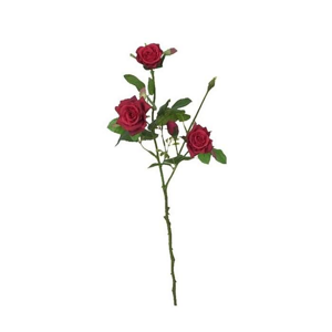Růže řezaná umělá 3 květy červená 60cm