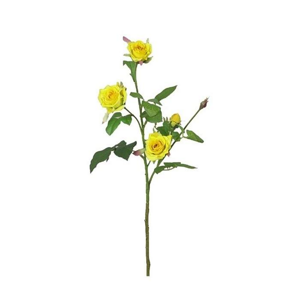 Růže řezaná umělá 5 květů žlutá 60cm