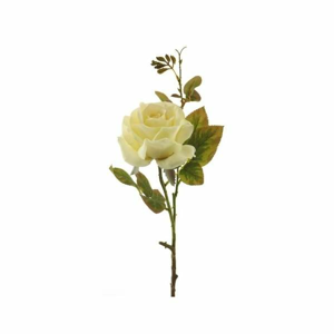 Růže s listy řezaná umělá krémová 71cm