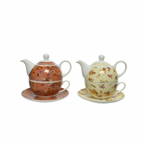 Šálek a čajová konvice dekor květy porcelán mix