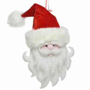 Santa hlava s čepicí pěna s glitry bílo-červená 35cm