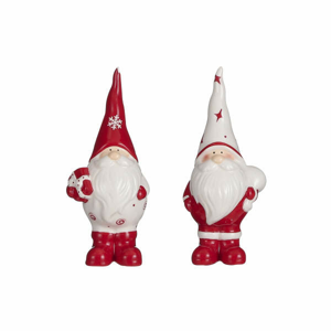 Keramický Santa s dárky bílo-červená 18cm