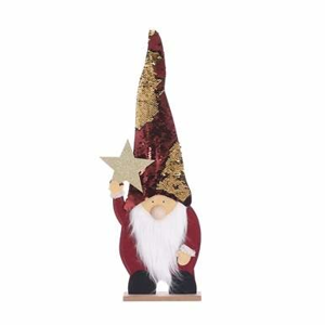 Santa s hvězdou na podstavci červená 63cm