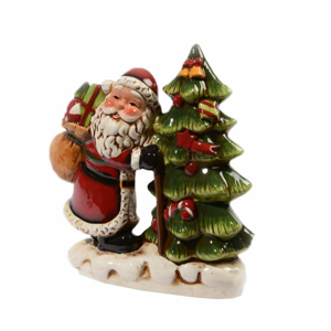 Santa se stromem a dárky 14,5cm keramika