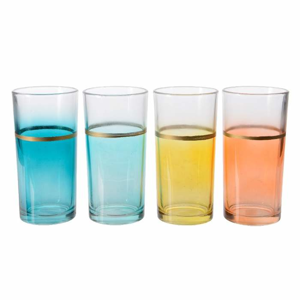 Sklenice na long drink dvojbarevná skleněná 12,5cm mix barev oranžová