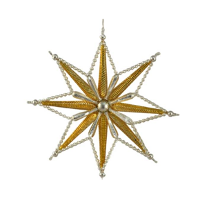 Špička hvězda perličky stříbrno-zlatá 18,5cm