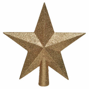 Špička vánoční hvězda plast s glitry karamelová 19cm