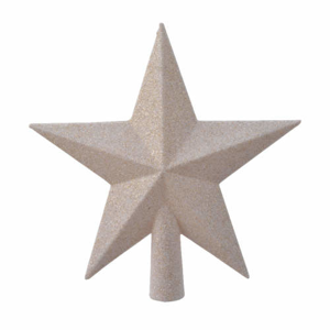 Špička vánoční hvězda plast s glitry slonová kost 19cm
